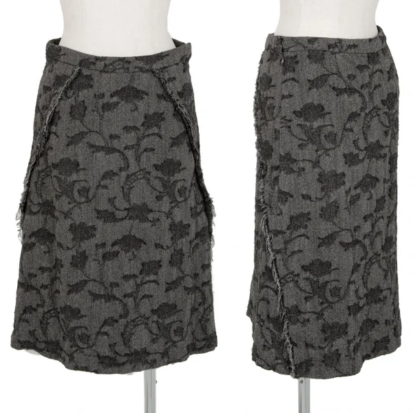 アツロウタヤマA/T ウールレーヨン花柄ジャガードスカート グレー38 K-106436_001