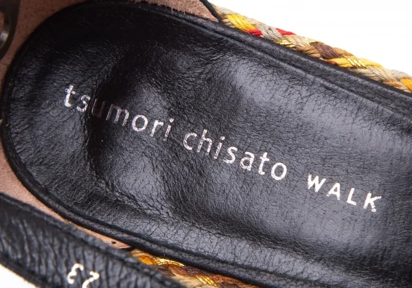 ツモリチサトTSUMORI CHISATO WALK 編み込みグラディエーターヒールサンダル 黒23 K-106453_014