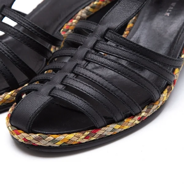 ツモリチサトTSUMORI CHISATO WALK 編み込みグラディエーターヒールサンダル 黒23 K-106453_003