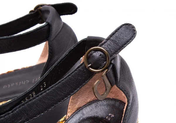 ツモリチサトTSUMORI CHISATO WALK 編み込みグラディエーターヒールサンダル 黒23 K-106453_006