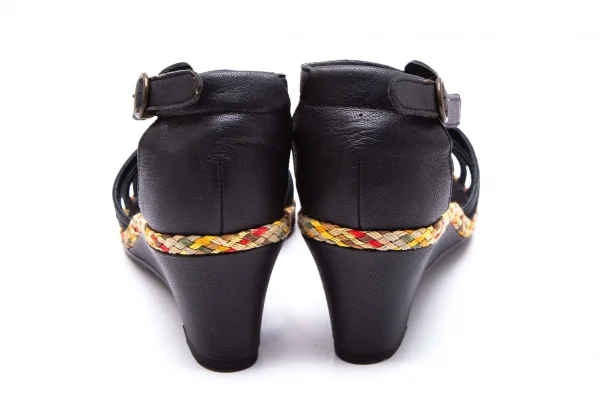 ツモリチサトTSUMORI CHISATO WALK 編み込みグラディエーターヒールサンダル 黒23 K-106453_008