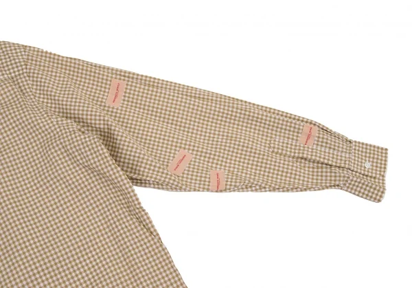 ワンダフルワールド カネコイサオWONDERFUL WORLD KANEKO ISAO ロゴパッチプリントギンガムチェック長袖シャツ 白モカM位 K-106462_012