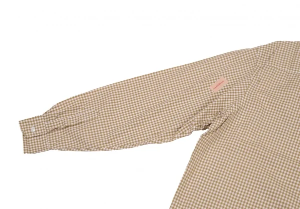 ワンダフルワールド カネコイサオWONDERFUL WORLD KANEKO ISAO ロゴパッチプリントギンガムチェック長袖シャツ 白モカM位 K-106462_013