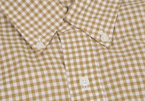 ワンダフルワールド カネコイサオWONDERFUL WORLD KANEKO ISAO ロゴパッチプリントギンガムチェック長袖シャツ 白モカM位 K-106462_003