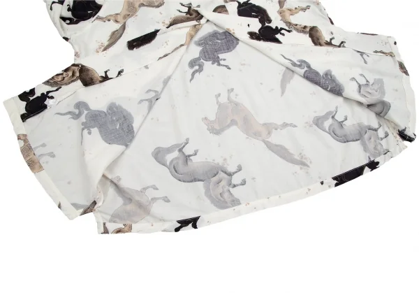 カールヘルムKarl Helmut レーヨン馬プリントオープンカラーシャツ 白茶黒M位 K-106464_012