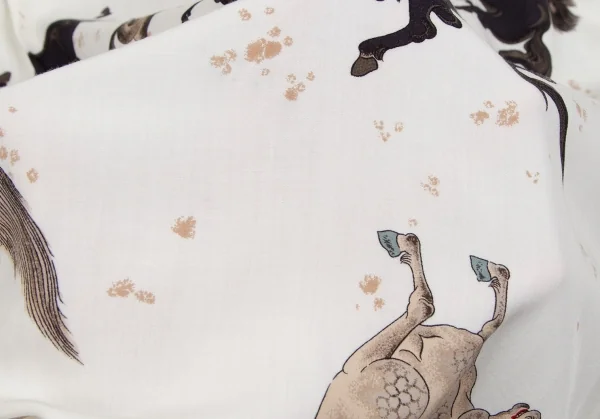 カールヘルムKarl Helmut レーヨン馬プリントオープンカラーシャツ 白茶黒M位 K-106464_014