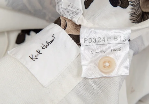カールヘルムKarl Helmut レーヨン馬プリントオープンカラーシャツ 白茶黒M位 K-106464_016