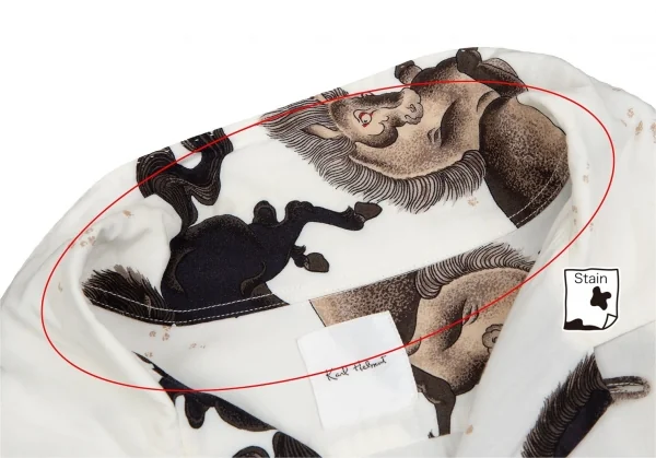 カールヘルムKarl Helmut レーヨン馬プリントオープンカラーシャツ 白茶黒M位 K-106464_004