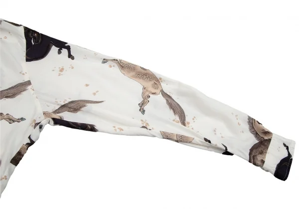 カールヘルムKarl Helmut レーヨン馬プリントオープンカラーシャツ 白茶黒M位 K-106464_008