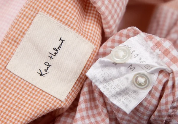 カールヘルムKarl Helmut クレイジーパターンギンガムチェックボタンダウンシャツ 白ピンクM K-106478_019