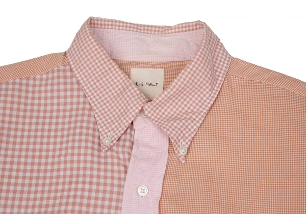 カールヘルムKarl Helmut クレイジーパターンギンガムチェックボタンダウンシャツ 白ピンクM K-106478_002