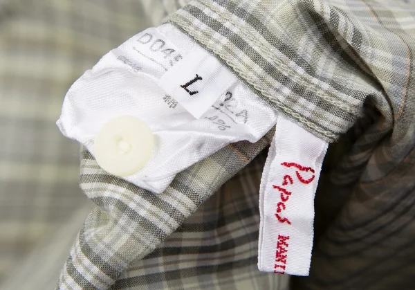 パパスPapas アローポケットチェックシャツ 緑L K-106480_015