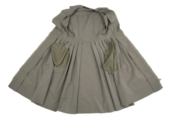 フォクシーニューヨークFOXEY NEW YORKストレッチポリスタンドカラージップシャツワンピース カーキ38 K-106496_010