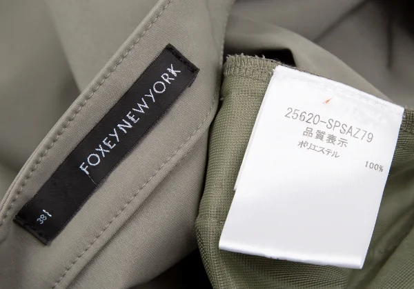 フォクシーニューヨークFOXEY NEW YORKストレッチポリスタンドカラージップシャツワンピース カーキ38 K-106496_015