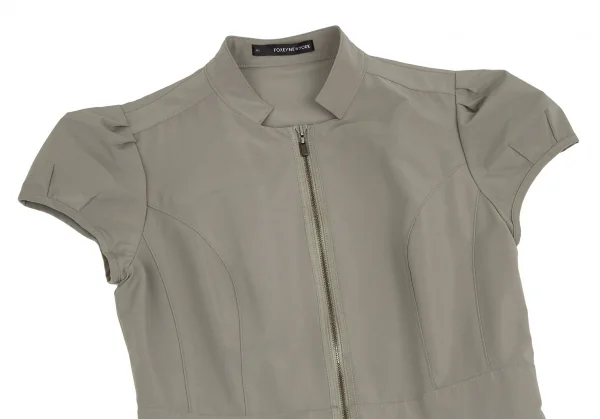 フォクシーニューヨークFOXEY NEW YORKストレッチポリスタンドカラージップシャツワンピース カーキ38 K-106496_003