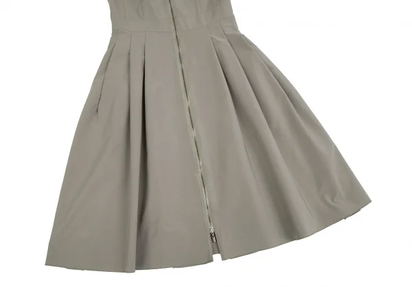 フォクシーニューヨークFOXEY NEW YORKストレッチポリスタンドカラージップシャツワンピース カーキ38 K-106496_006