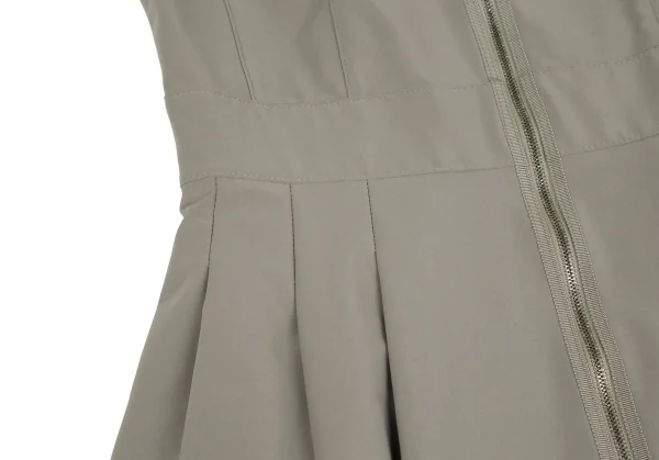 フォクシーニューヨークFOXEY NEW YORKストレッチポリスタンドカラージップシャツワンピース カーキ38 K-106496_007