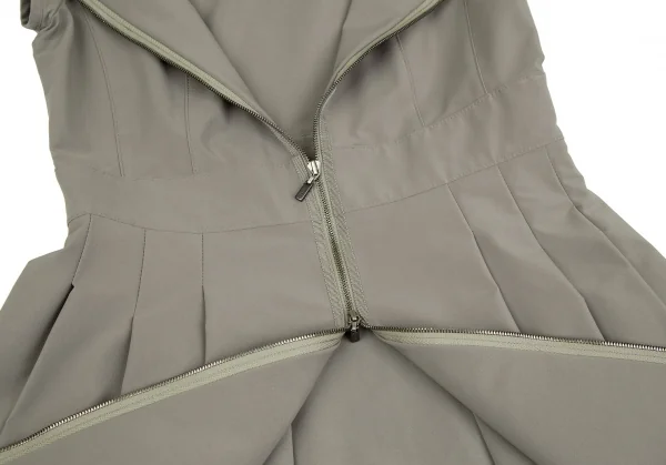 フォクシーニューヨークFOXEY NEW YORKストレッチポリスタンドカラージップシャツワンピース カーキ38 K-106496_008