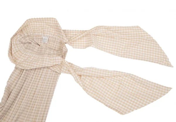 プリーツプリーズPLEATS PLEASE ギンガムチェックセットアップスーツ ベージュ4・2 K-106521_013