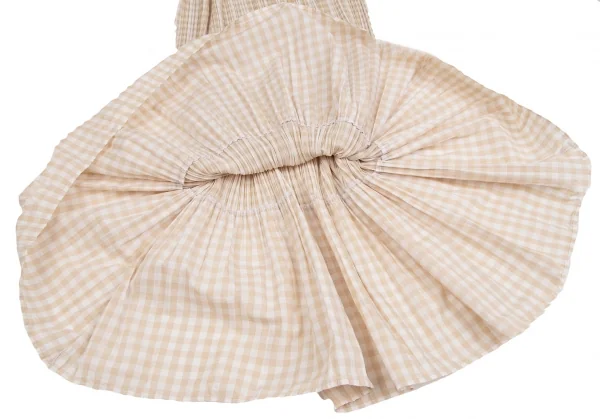 プリーツプリーズPLEATS PLEASE ギンガムチェックセットアップスーツ ベージュ4・2 K-106521_016