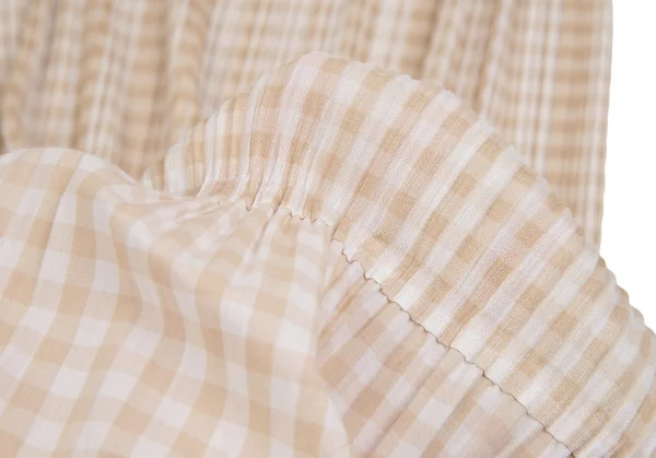 プリーツプリーズPLEATS PLEASE ギンガムチェックセットアップスーツ ベージュ4・2 K-106521_018