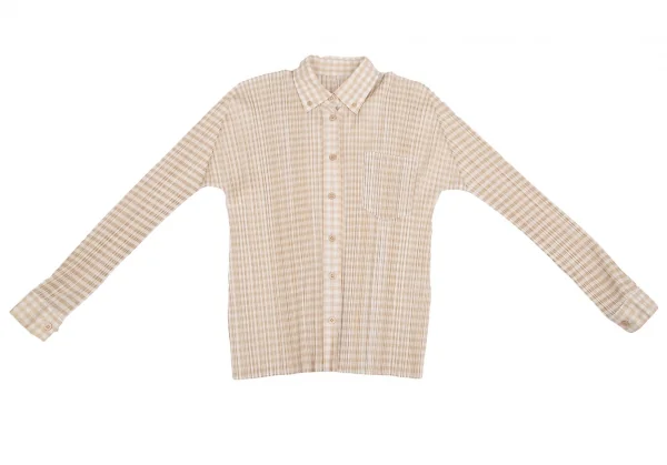 プリーツプリーズPLEATS PLEASE ギンガムチェックセットアップスーツ ベージュ4・2 K-106521_003