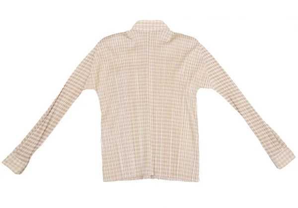 プリーツプリーズPLEATS PLEASE ギンガムチェックセットアップスーツ ベージュ4・2 K-106521_008