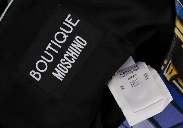 ブティックモスキーノ Boutique Moschino ジュエリー柄プリントノースリーブワンピース 黒マルチ40 K-106530_012