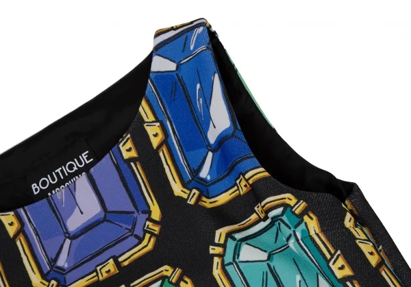 ブティックモスキーノ Boutique Moschino ジュエリー柄プリントノースリーブワンピース 黒マルチ40 K-106530_004