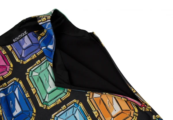 ブティックモスキーノ Boutique Moschino ジュエリー柄プリントノースリーブワンピース 黒マルチ40 K-106530_005