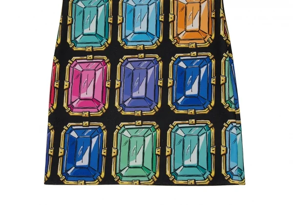 ブティックモスキーノ Boutique Moschino ジュエリー柄プリントノースリーブワンピース 黒マルチ40 K-106530_006