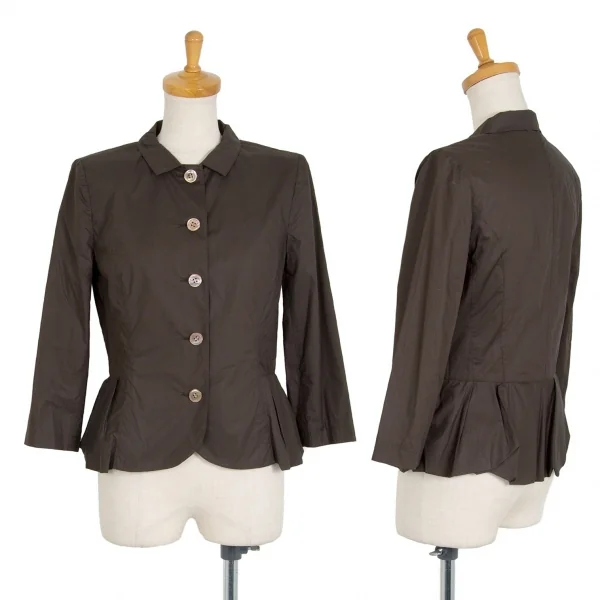 レキップ ヨシエイナバL'EQUIPE YOSHIE INABA コットン裾フリルシャツジャケット 茶38 K-106547_001