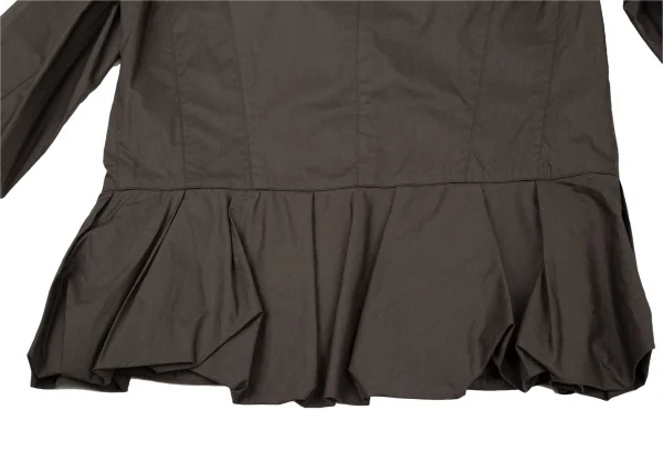 レキップ ヨシエイナバL'EQUIPE YOSHIE INABA コットン裾フリルシャツジャケット 茶38 K-106547_011