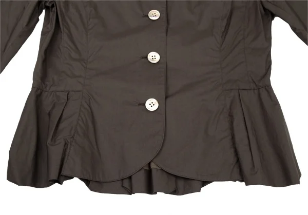 レキップ ヨシエイナバL'EQUIPE YOSHIE INABA コットン裾フリルシャツジャケット 茶38 K-106547_007