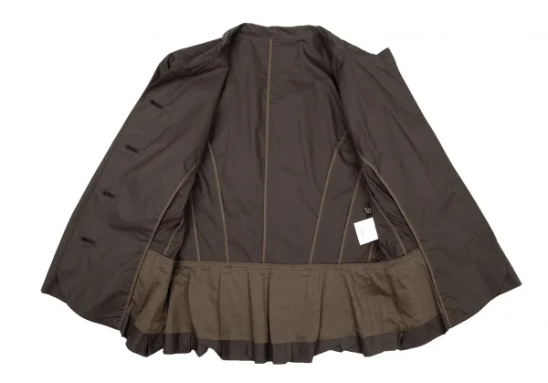 レキップ ヨシエイナバL'EQUIPE YOSHIE INABA コットン裾フリルシャツジャケット 茶38 K-106547_009
