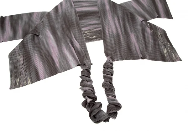 イッセイミヤケ フェットISSEY MIYAKE FETE プリーツねじりデザイングラデーションショールカーディガン グレー紫2 K-106554_006