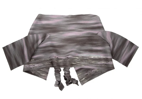 イッセイミヤケ フェットISSEY MIYAKE FETE プリーツねじりデザイングラデーションショールカーディガン グレー紫2 K-106554_009