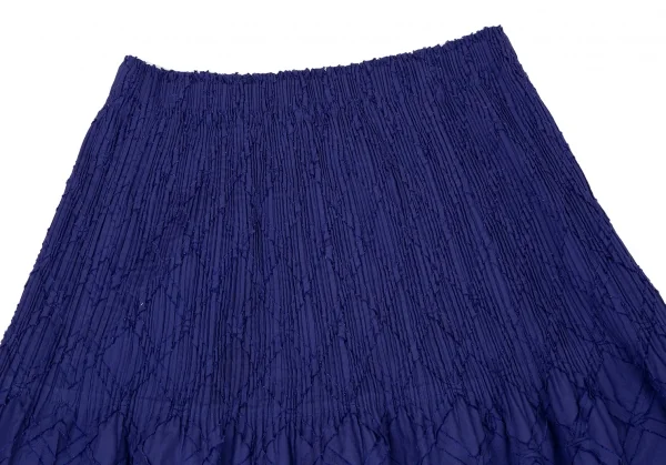 イッセイミヤケ ホワイトレーベルISSEY MIYAKE WHITELABEL プリーツ切替バイアス貼り付けスカート 青3 K-106557_003