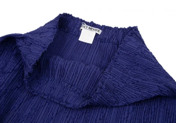イッセイミヤケ ホワイトレーベルISSEY MIYAKE WHITELABEL プリーツ切替バイアス貼り付けスカート 青3 K-106557_004