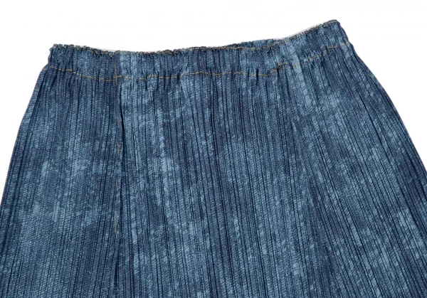 プリーツプリーズPLEATS PLEASE デニム転写ステッチスカート インディゴ3 K-106559_003