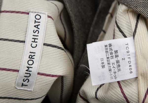 ツモリチサトTSUMORI CHISATO リネンコットンワイドシルエット7分袖ジャケット グレー2 K-106572_015
