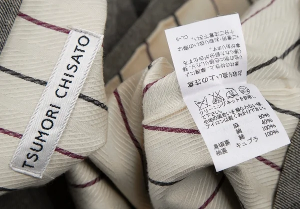 ツモリチサトTSUMORI CHISATO リネンコットンワイドシルエット7分袖ジャケット グレー2 K-106572_016