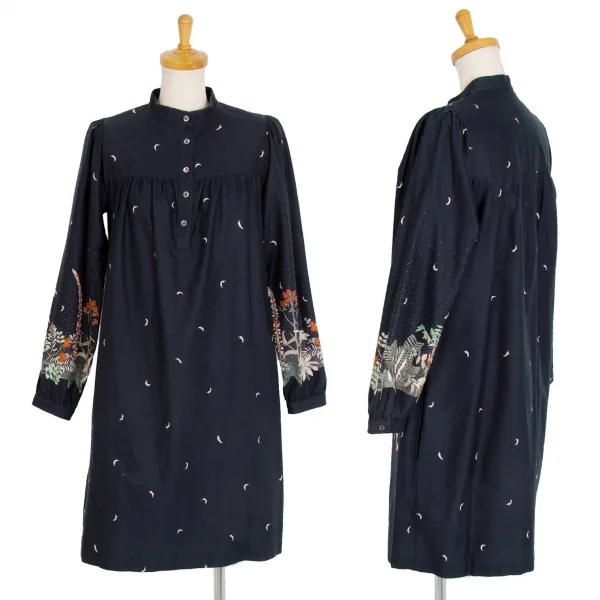 アーペーセーA.P.C. コットン花柄プルオーバーシャツワンピース 紺S (K 