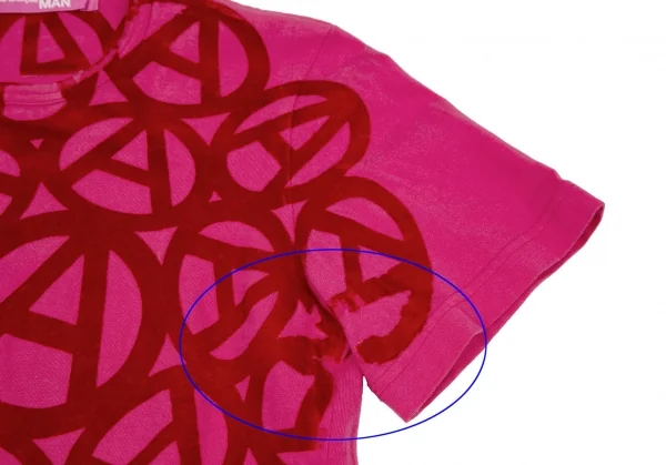 ジュンヤワタナベマン コムデギャルソンJUNYA WATANABE MAN PINK COMME des GARCONS コットンフロッキーアナーキープリントTシャツ ピンクS位 K-106585_004