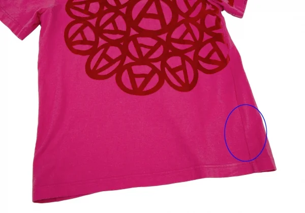 ジュンヤワタナベマン コムデギャルソンJUNYA WATANABE MAN PINK COMME des GARCONS コットンフロッキーアナーキープリントTシャツ ピンクS位 K-106585_006