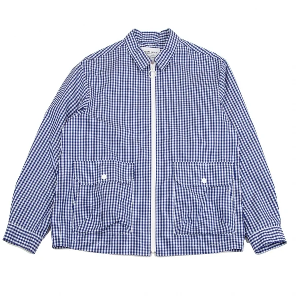 ビームスBEAMS IGHTS Outlastファブリックコットンポリリングジップギンガムチェックシャツジャケット 青白L K-106591_001