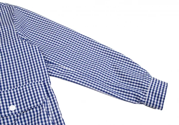 ビームスBEAMS IGHTS Outlastファブリックコットンポリリングジップギンガムチェックシャツジャケット 青白L K-106591_004