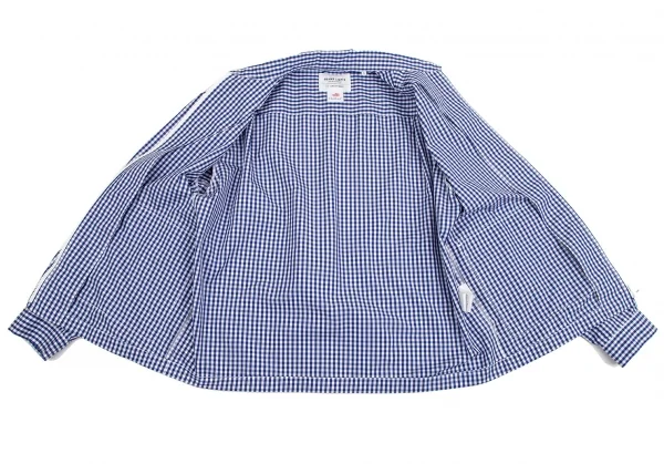 ビームスBEAMS IGHTS Outlastファブリックコットンポリリングジップギンガムチェックシャツジャケット 青白L K-106591_008