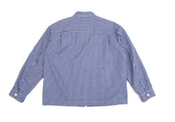 ビームスBEAMS IGHTS Outlastファブリックコットンポリリングジップギンガムチェックシャツジャケット 青白L K-106591_009