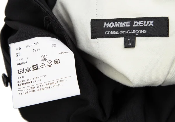 コムデギャルソン オムドゥCOMME des GARCONS HOMME DEUX ウールギャバドロストテーパードパンツ 黒L K-106610_014
